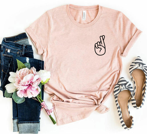 Shirt with crossed fingers