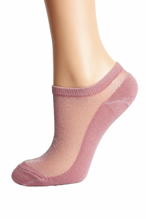 LUCINA calcetines brillantes de color rosa para mujer