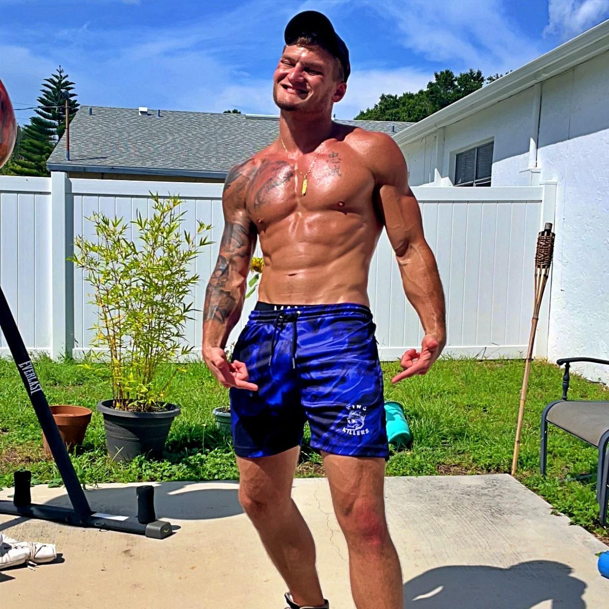 Black & Blue Mesh Gym Shorts