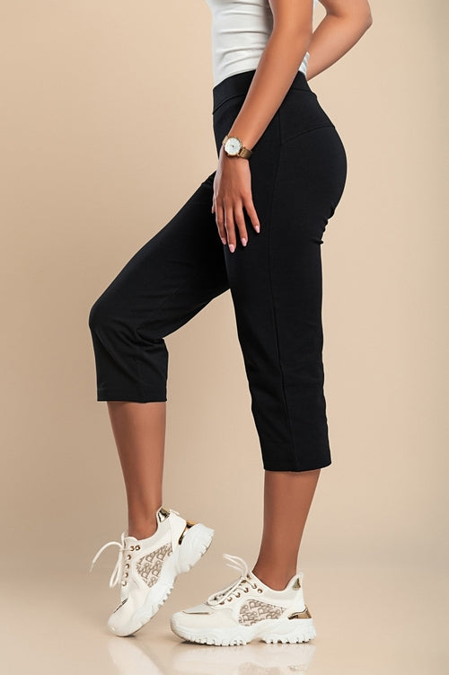 Pantalones deportivos de algodón 3/4, negro