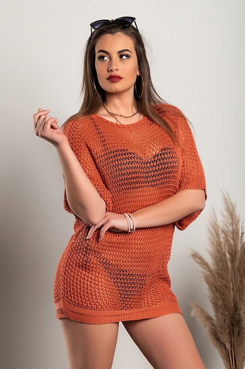 Túnica de punto holgada, coral