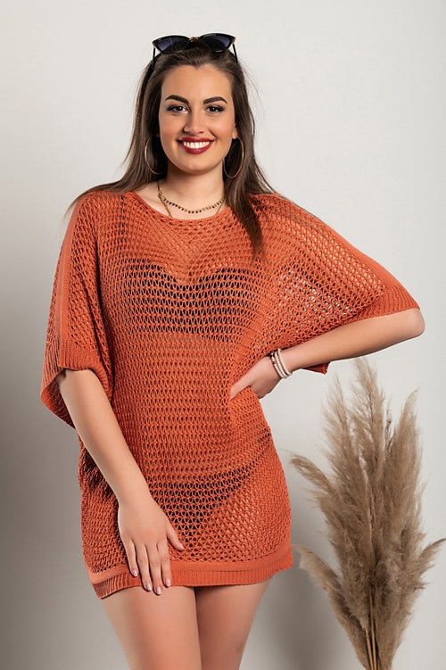 Túnica de punto holgada, coral