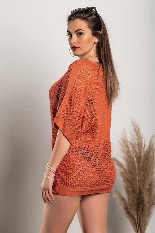 Túnica de punto holgada, coral