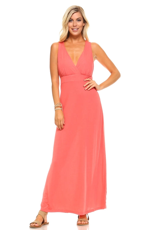Vestido largo halter para mujer con tirantes cruzados en la espalda