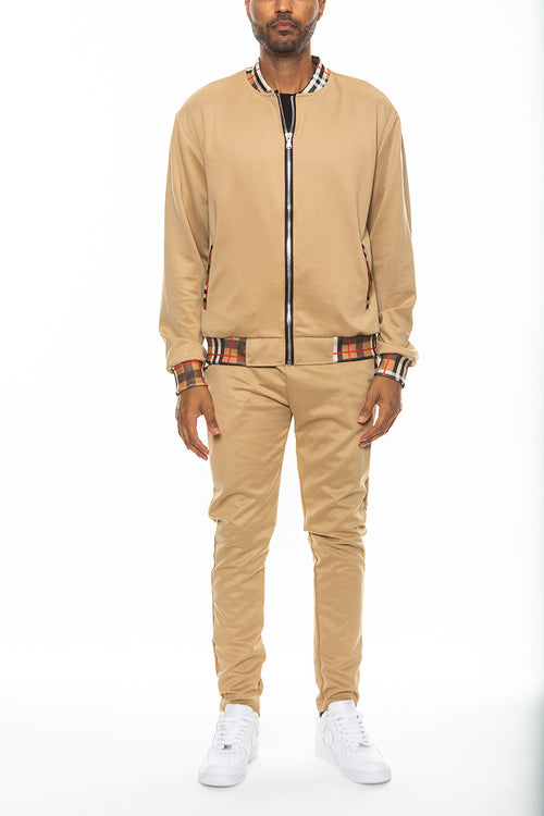 Conjunto de chaquetas de chándal con detalles a cuadros