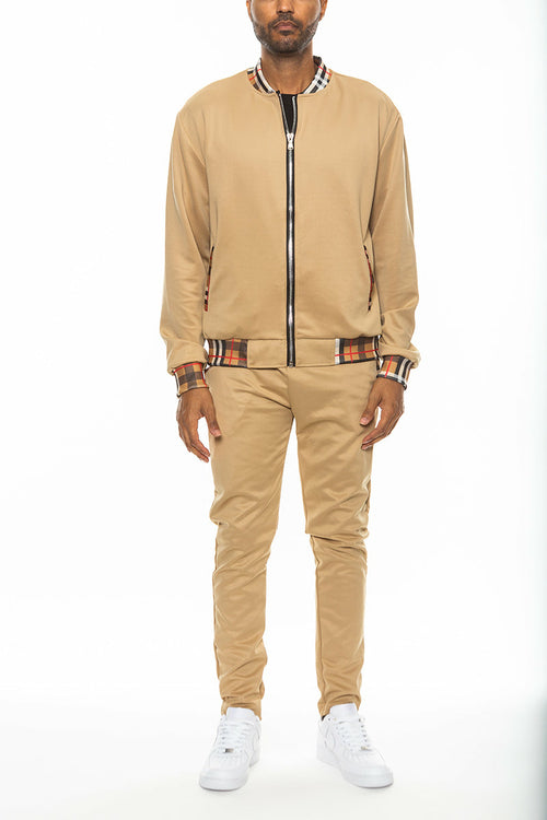 Conjunto de chaquetas de chándal con detalles a cuadros