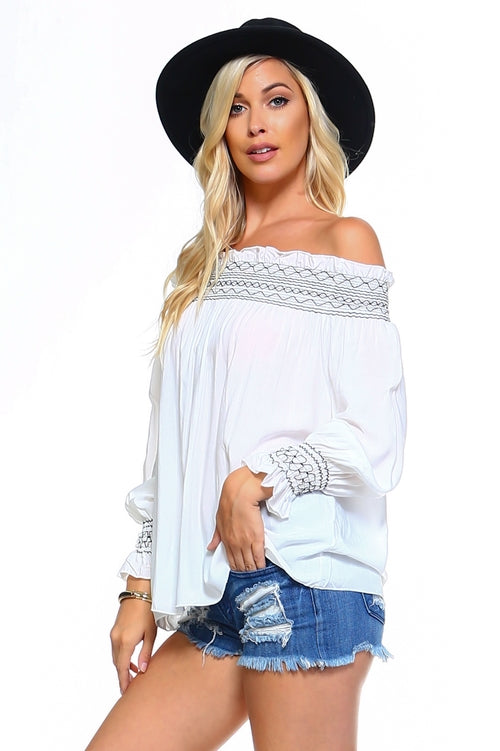 Blusa Top elástico de rayas con hombros descubiertos para mujer