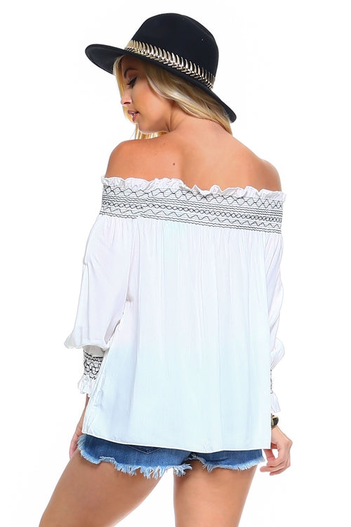 Blusa Top elástico de rayas con hombros descubiertos para mujer