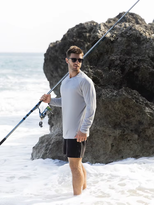 Camiseta ligera de manga larga para hombre UPF 50+ Rash Guards de buceo Protección UV Camiseta ligera de corte holgado Natación de secado rápido Camiseta de surf