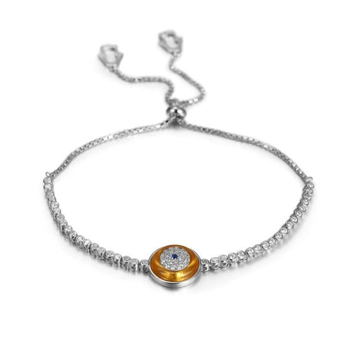 Pulsera de plata de ley con dijes de mal de ojo