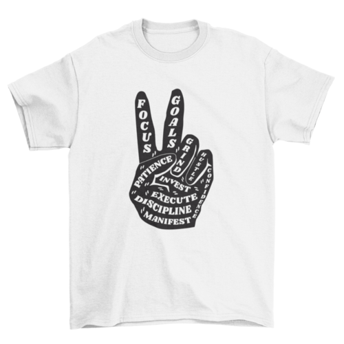 Camiseta con cita inspiradora del signo de la paz
