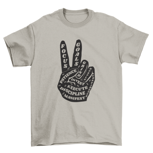 Camiseta con cita inspiradora del signo de la paz