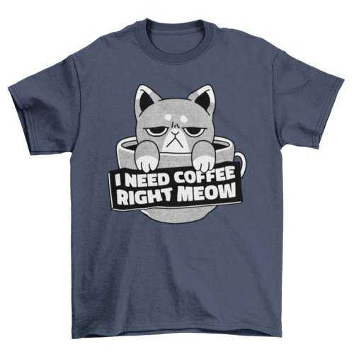 Camiseta de bebida de café de gato enojado