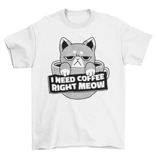 Camiseta de bebida de café de gato enojado