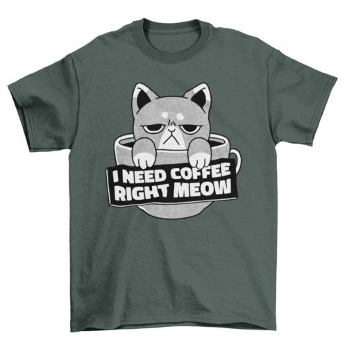 Camiseta de bebida de café de gato enojado