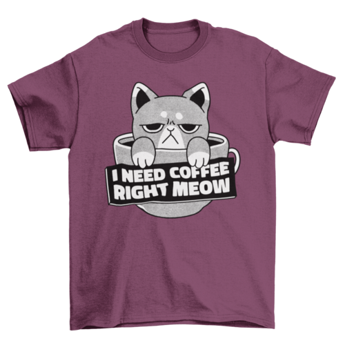 Camiseta de bebida de café de gato enojado