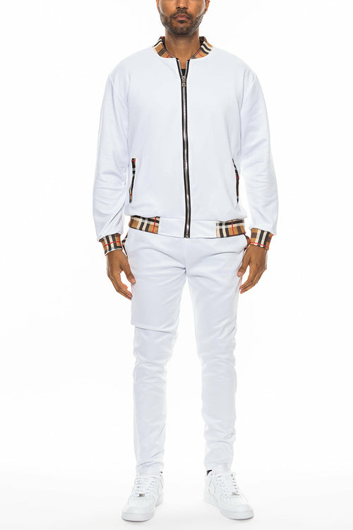 Conjunto de chaquetas de chándal con detalles a cuadros