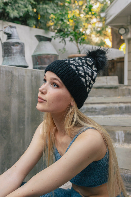 Gorro de punto de leopardo salvaje