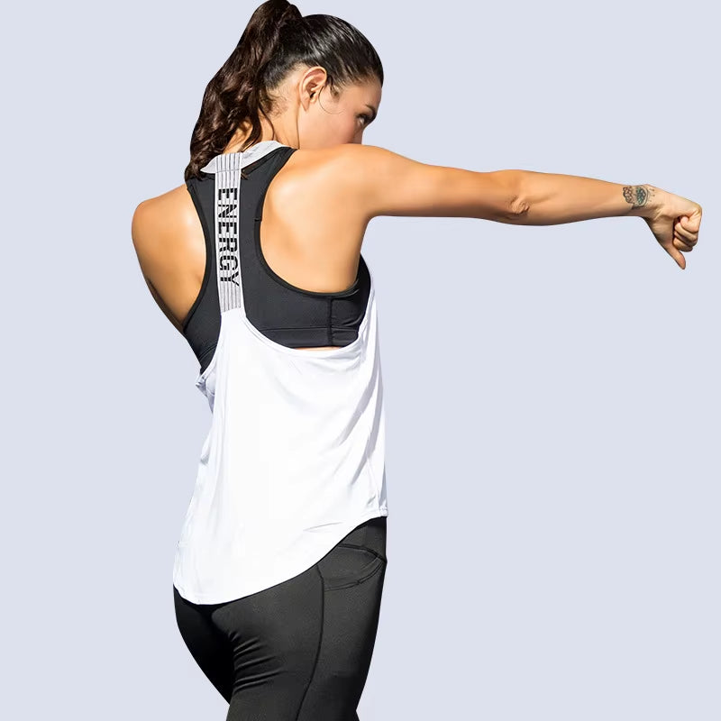 Women'S Gym Tops Black Sleeveless Yoga Tops Ladies Gym Shirts Gym Vests Running Workout Boxing Letter Tops Backless Shirts