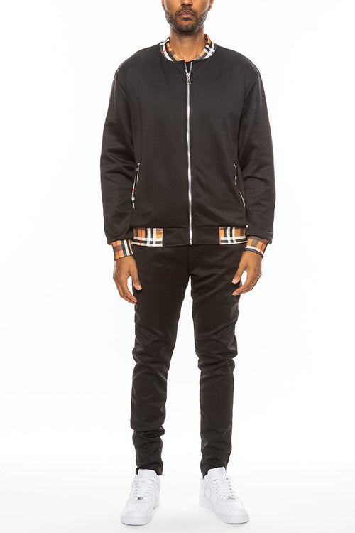 Conjunto de chaquetas de chándal con detalles a cuadros