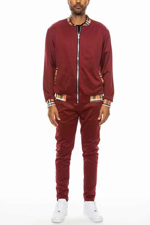 Conjunto de chaquetas de chándal con detalles a cuadros