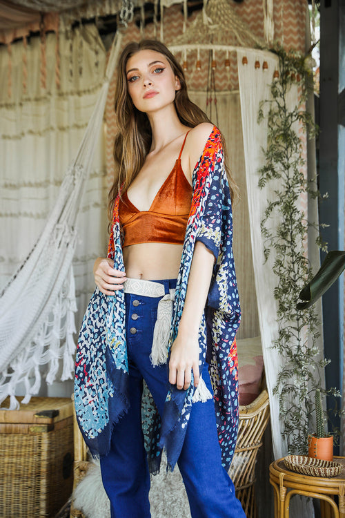 Kimono deshilacho multicolor vibrante