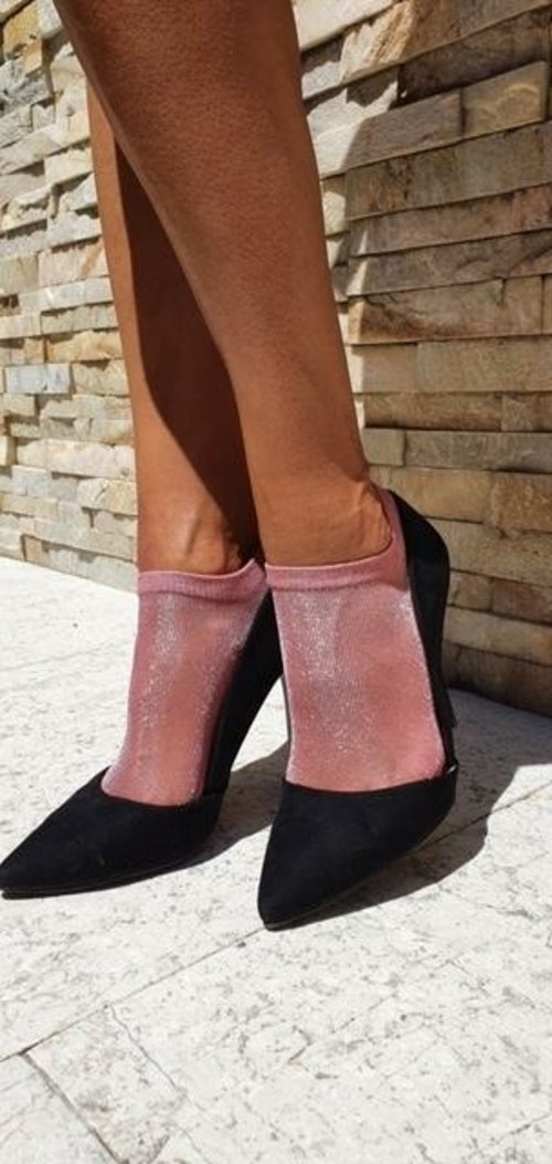 LUCINA calcetines brillantes de color rosa para mujer