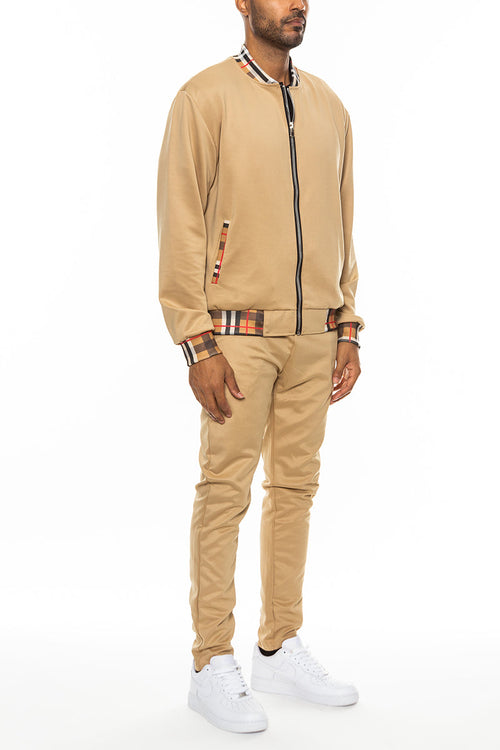 Conjunto de chaquetas de chándal con detalles a cuadros