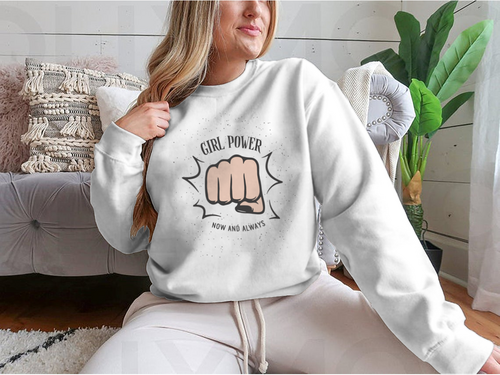 Sudadera con diseño de puño femenino Girl Power Now And Always Quote
