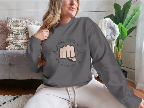 Sudadera con diseño de puño femenino Girl Power Now And Always Quote