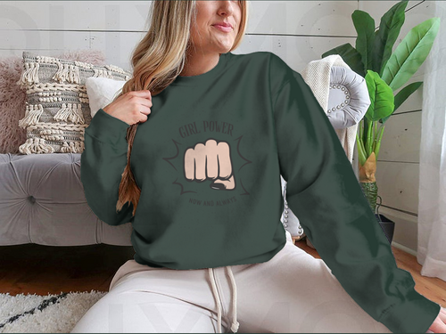 Sudadera con diseño de puño femenino Girl Power Now And Always Quote