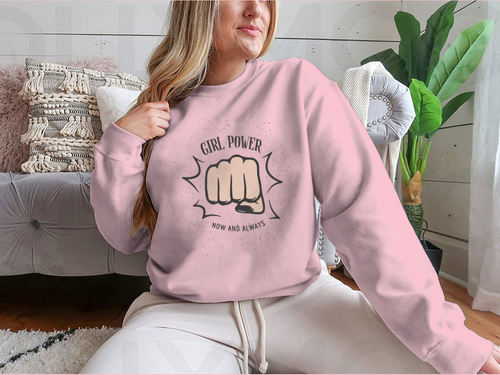 Sudadera con diseño de puño femenino Girl Power Now And Always Quote