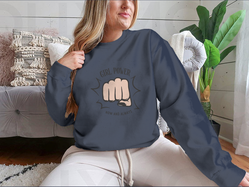 Sudadera con diseño de puño femenino Girl Power Now And Always Quote