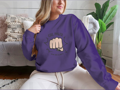 Sudadera con diseño de puño femenino Girl Power Now And Always Quote