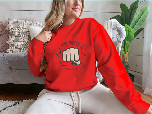 Sudadera con diseño de puño femenino Girl Power Now And Always Quote