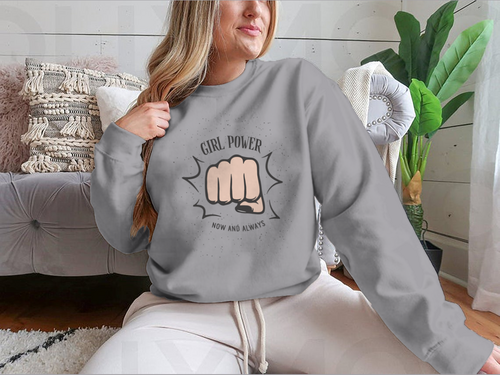Sudadera con diseño de puño femenino Girl Power Now And Always Quote