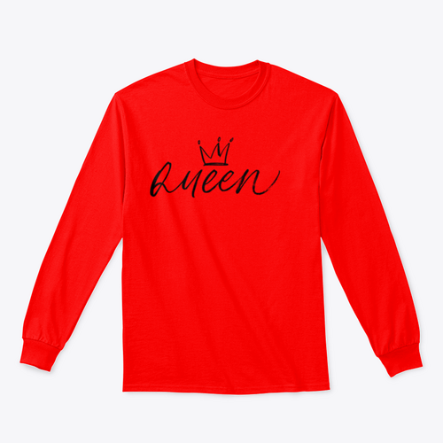 Palabra caligráfica QUEEN con pincel vectorial con diseño de corona para sudadera