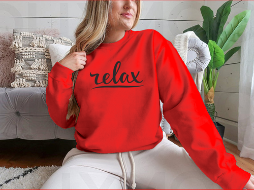 Diseño de letras a mano para sudadera "Relax"