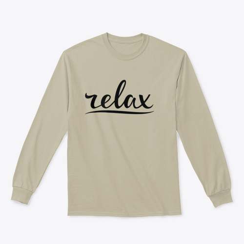 Diseño de letras a mano para sudadera "Relax"