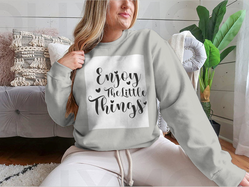 Disfruta de The Little Things Diseño de caligrafía para sudadera