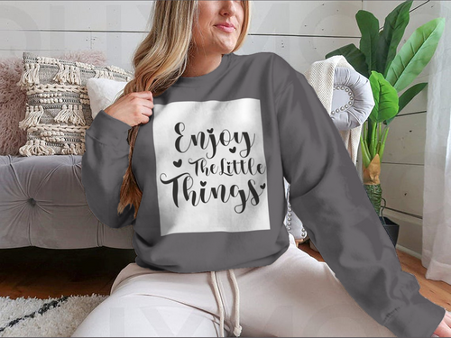 Disfruta de The Little Things Diseño de caligrafía para sudadera