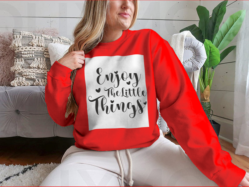 Disfruta de The Little Things Diseño de caligrafía para sudadera