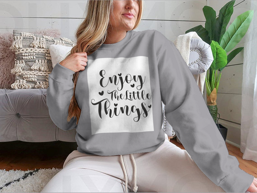 Disfruta de The Little Things Diseño de caligrafía para sudadera