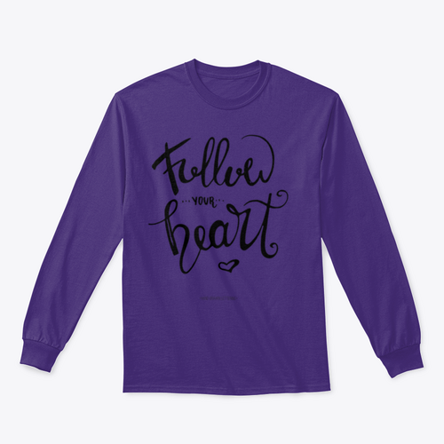 Follow Your Heart Sweatshirt. Hand-drawn ink calligraphy with a modern brush stroke and heart.
