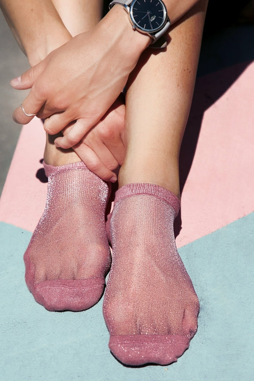 LUCINA calcetines brillantes de color rosa para mujer