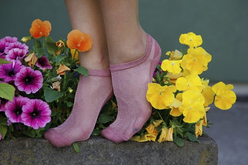 LUCINA calcetines brillantes de color rosa para mujer