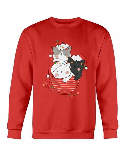 Sudadera de Navidad con copa de gatos lindos