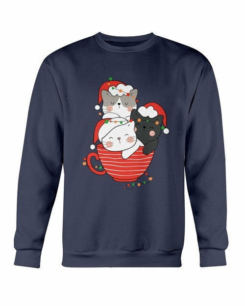 Sudadera de Navidad con copa de gatos lindos