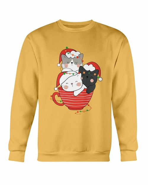 Sudadera de Navidad con copa de gatos lindos