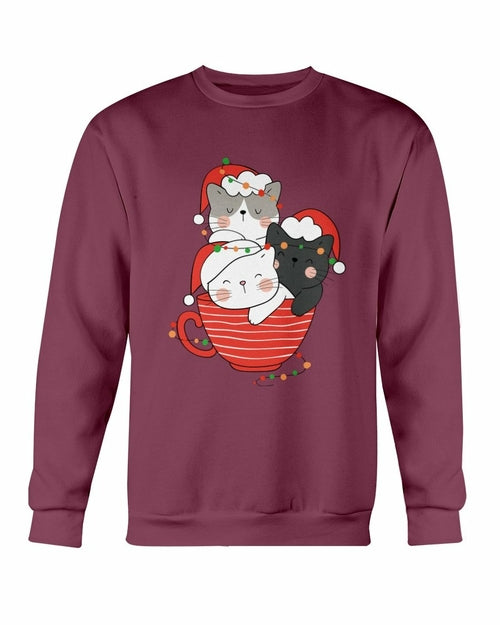 Sudadera de Navidad con copa de gatos lindos
